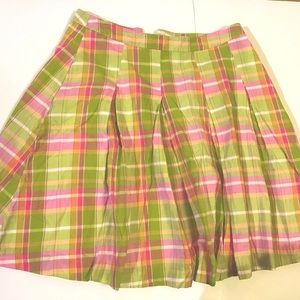 Alfred sung green and pink plaid kilt style mini skirt size 10
